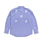 画像1: POP TRADING COMPANY "Pop Logo Striped Shirt" - Blue (1)