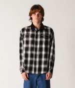 画像2: FORMER MERCHANDISE "BROADCAST PLAID LS SHIRT" - BLACK OMBRE (2)