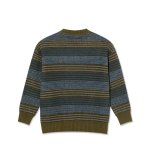 画像2: POLAR SKATE CO. " GEORGE SWEATER " - BLUE GREEN STRIPE  (2)