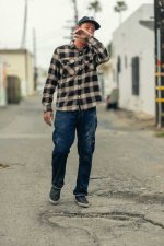 画像4: BRIXTON " 20TH ANNIVERSARY BOWERY FLANNEL"- BLACK/CREAM (4)