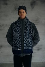 画像1: COMFORTABLE REASON " OP SCARVES " - NAVY×GREY (1)