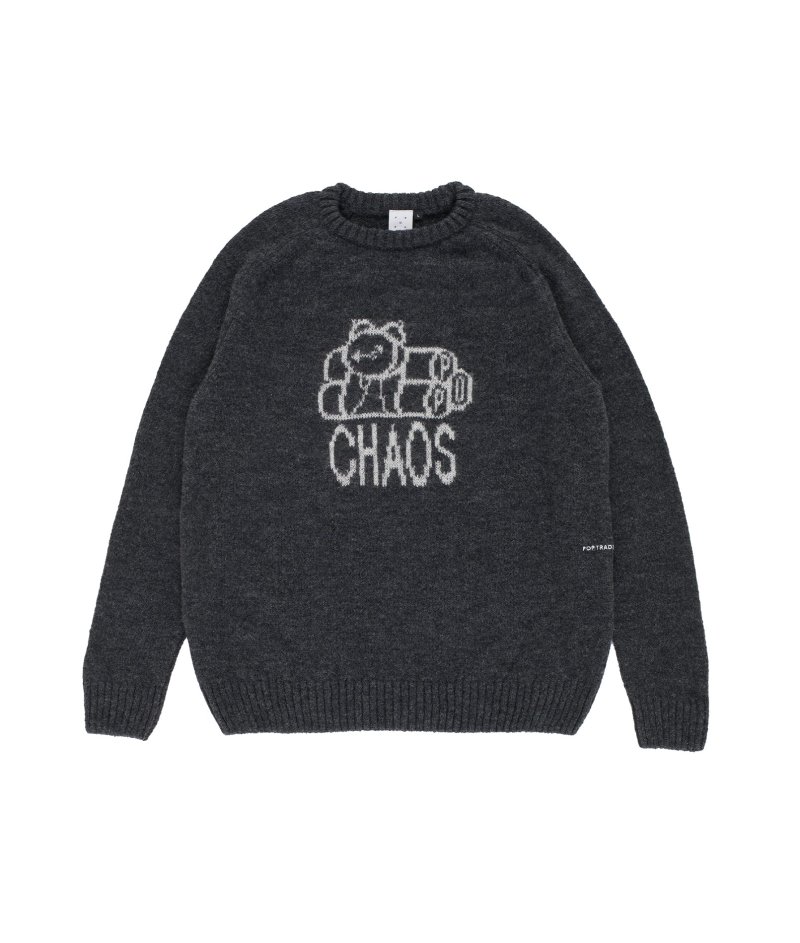 画像1: POP TRADING COMPANY " POP KNITTED CHAOS CREWNECK " - ANTHRACITE (1)