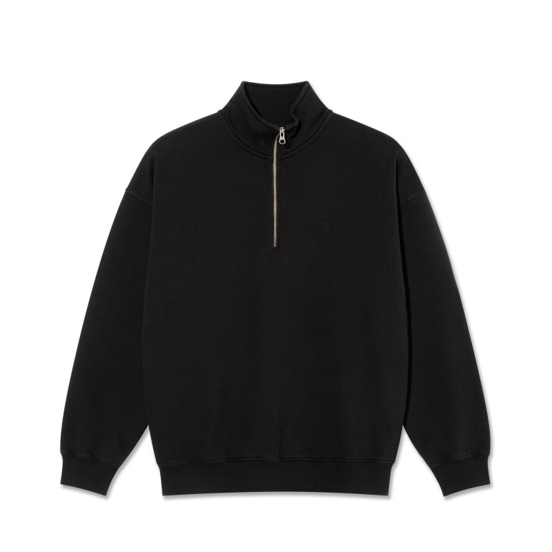 画像1: POLAR SKATE CO. " FRANKIE HALF ZIP SWEATER " - BLACK (1)