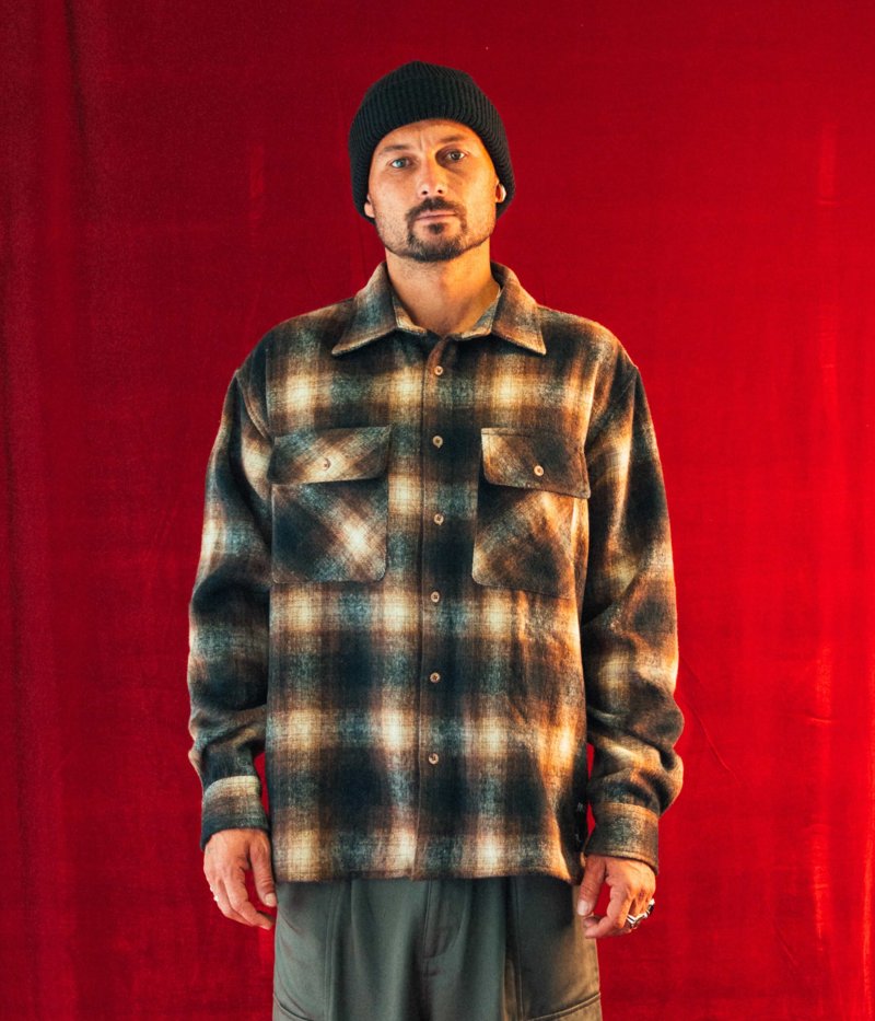 画像1: FORMER / DION AGIUS COLLECTION " FLANNEL LS SHIRT " - BROWN (1)