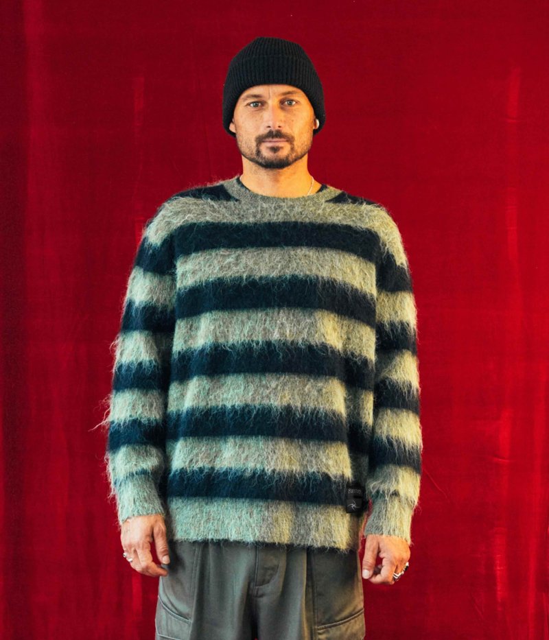 画像1: FORMER / DION AGIUS COLLECTION " DION STRIPE KNIT " - BLACK  (1)